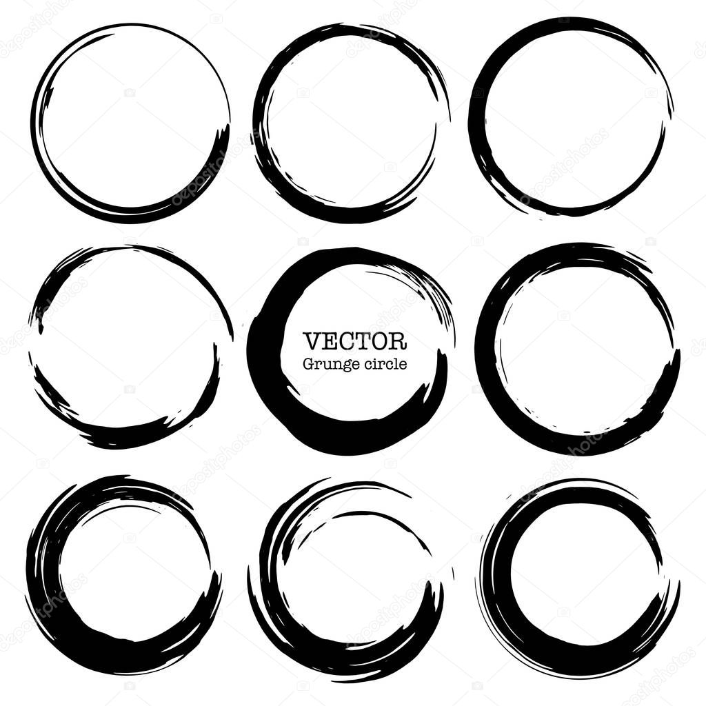 Set of grunge circles, Grunge round shapes, Vector illustration.