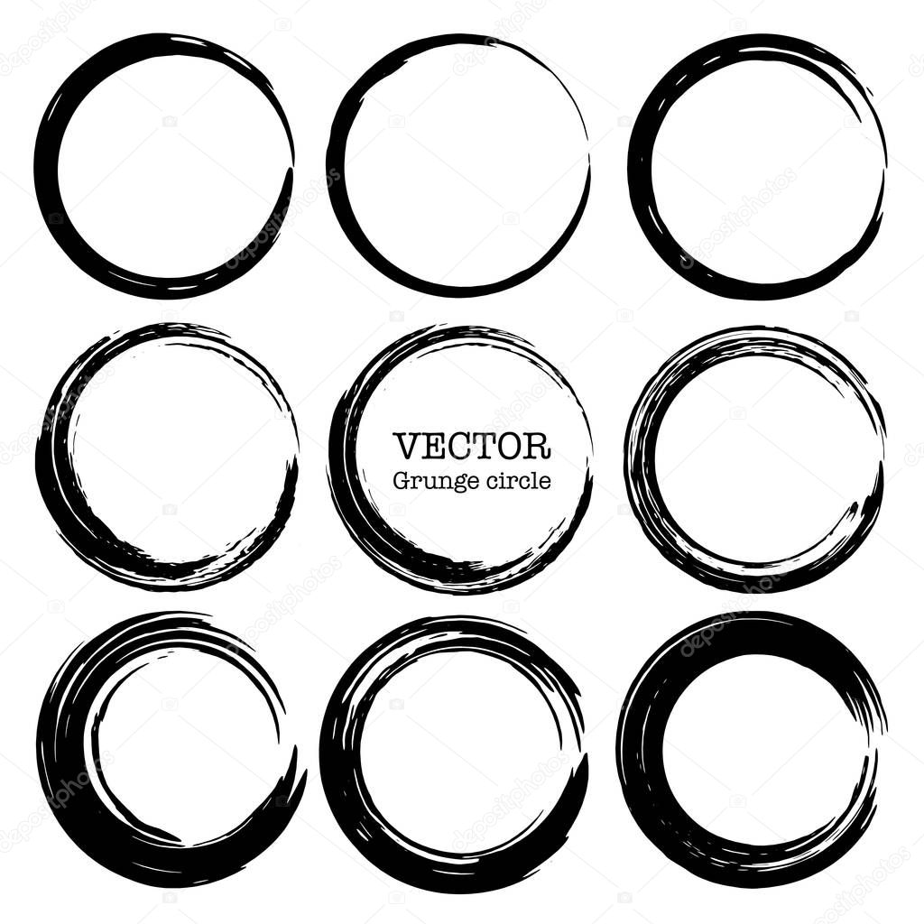 Set of grunge circles, Grunge round shapes, Vector illustration.