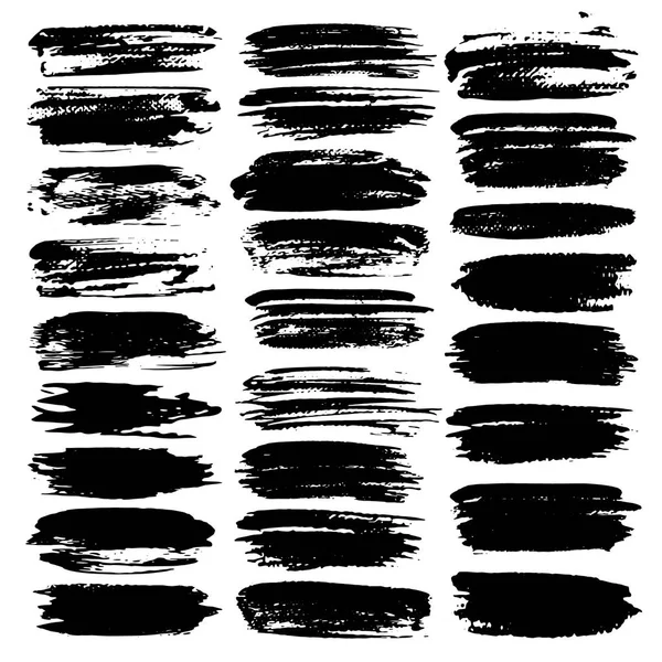 Fırça Darbesi Siyah Mürekkep Grunge Fırça Darbeleri Kümesi Vektör Çizim — Stok Vektör