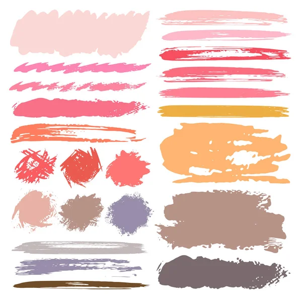 Set Brush Stroke Colorful Ink Grunge Brush Strokes Vector Illustration — Stock Vector