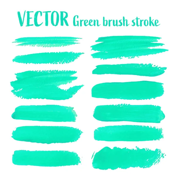 Gröna Penseldraget Isolerad Vit Bakgrund Vektorillustration — Stock vektor