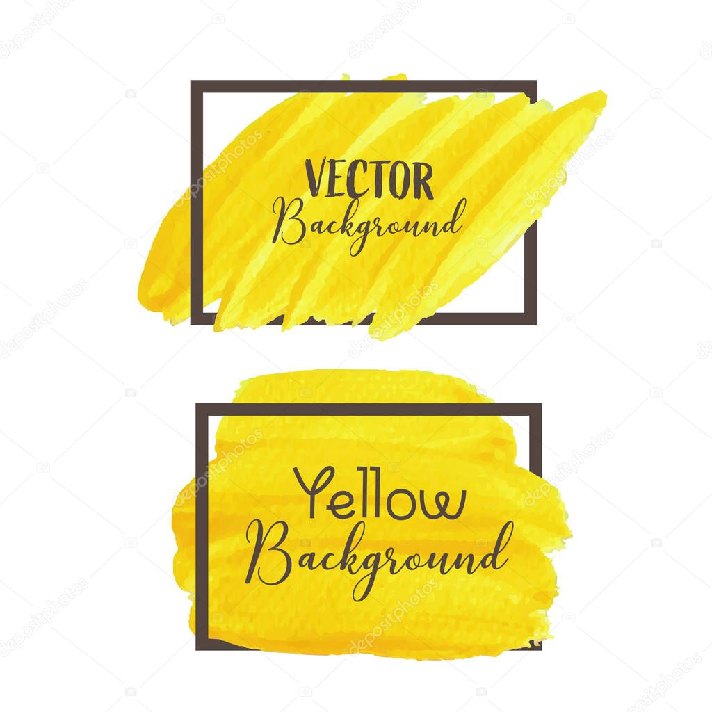Yellow brush stroke isolated on white background, Vector illustration.