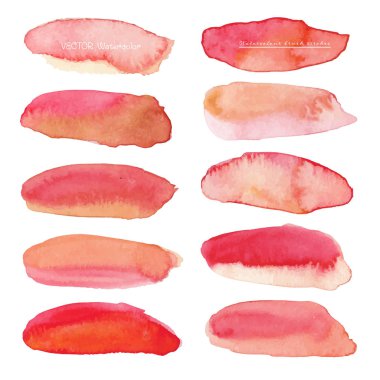 Beyaz arka plan, suluboya logo, vektör çizim üzerine suluboya kümesi.