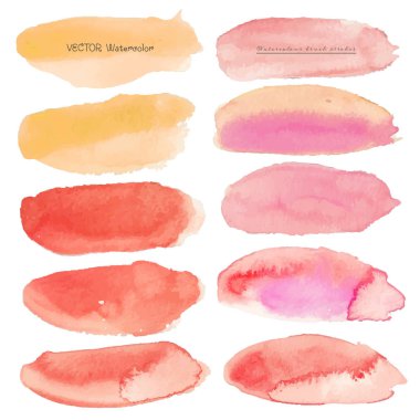 Beyaz arka plan, suluboya logo, vektör çizim üzerine suluboya kümesi.