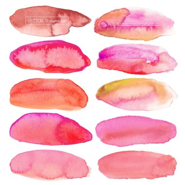 Beyaz arka plan, suluboya logo, vektör çizim üzerine suluboya kümesi.