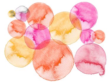 Soyut daire suluboya arka plan. Elle çizilmiş daireler illüstrasyon.