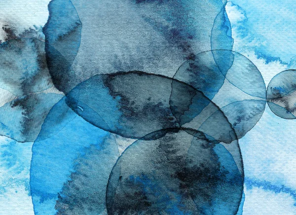 Blue Abstract Circle Watercolor Background Hand Drawn Circles Illustration — Φωτογραφία Αρχείου