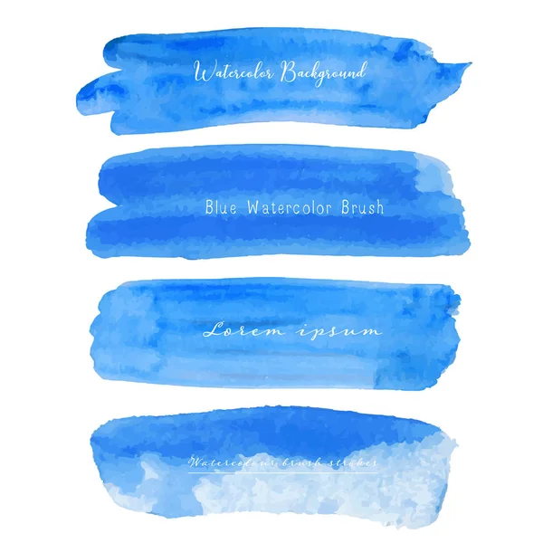 Satz Blauer Aquarelle Auf Weißem Hintergrund Pinselstrich Aquarell Vektorillustration — Stockvektor