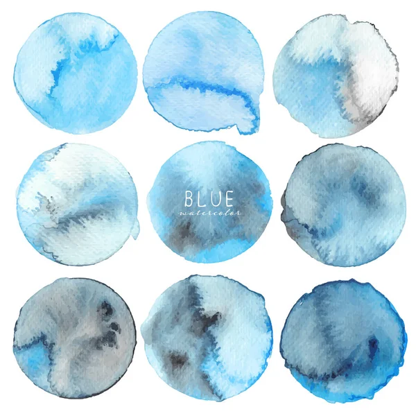 Círculo Acuarela Azul Sobre Fondo Blanco Ilustración Vectorial — Archivo Imágenes Vectoriales