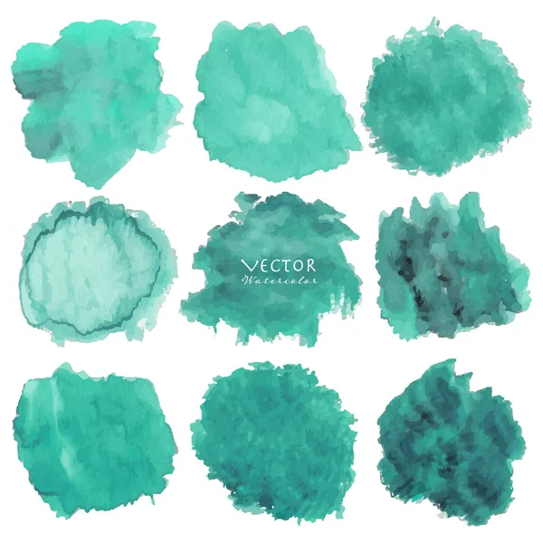 Set Van Mint Waterverf Witte Achtergrond Borstel Beroerte Aquarel Vectorillustratie — Stockvector