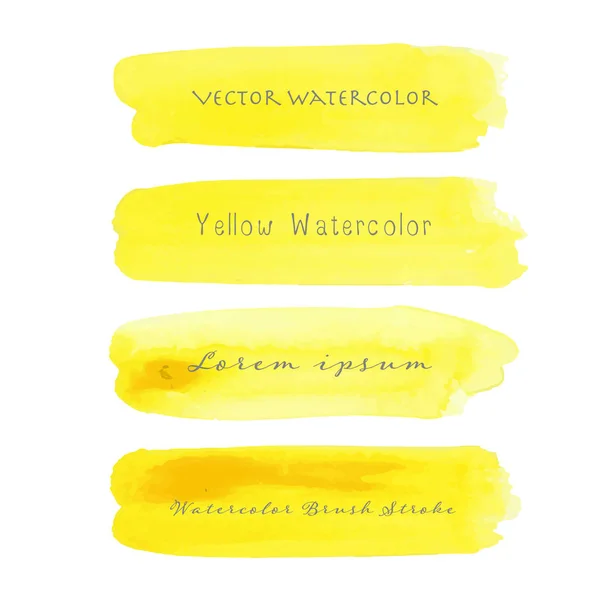 Gelber Pinselstrich Aquarell Auf Weißem Hintergrund Vektorillustration — Stockvektor