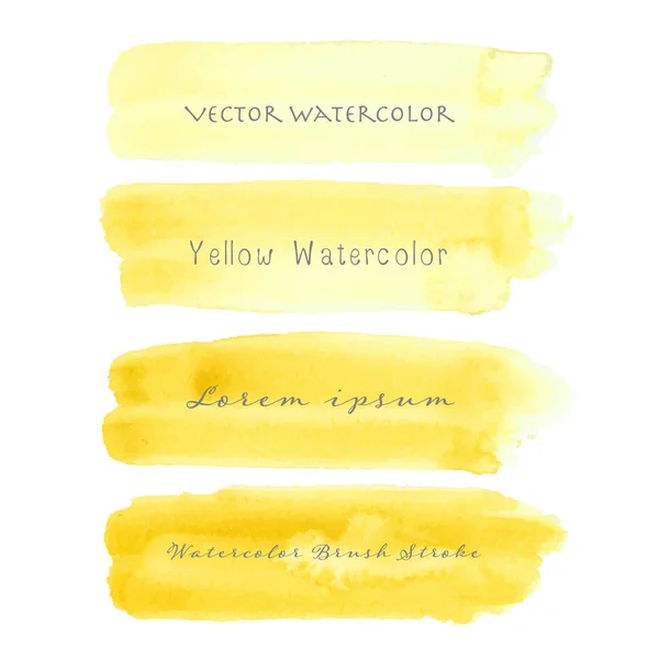 Желтая Кисть Мазком Акварели Белом Фоне Векторная Иллюстрация — стоковый вектор