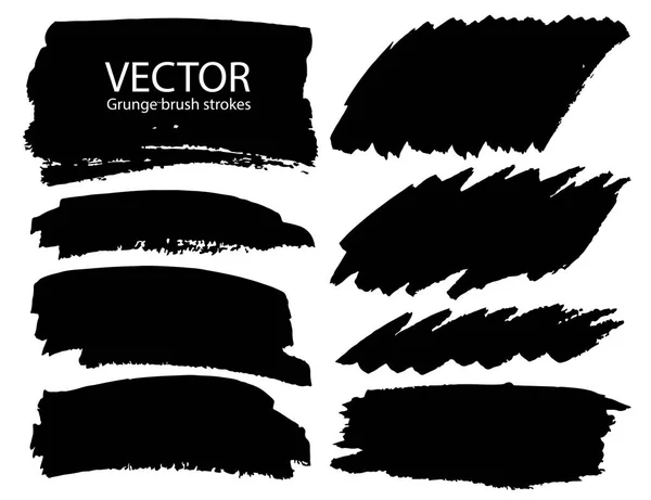 Set Brush Strokes Black Ink Grunge Brush Strokes Vector Illustration — Stock Vector