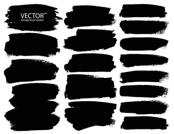 Sada Tahů Štětce Tahy Štětce Grunge Černým Inkoustem Vektorové Ilustrace — Stockový vektor