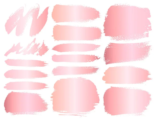 Set Brush Stroke Pink Gold Grunge Brush Strokes Vector Illustration — Stock Vector