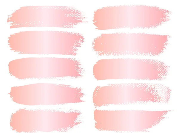 Set Brush Stroke Pink Gold Grunge Brush Strokes Vector Illustration — Stock Vector
