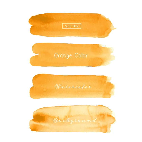 Orange Brush Stroke Akvarell Vit Bakgrund Vektorillustration — Stock vektor