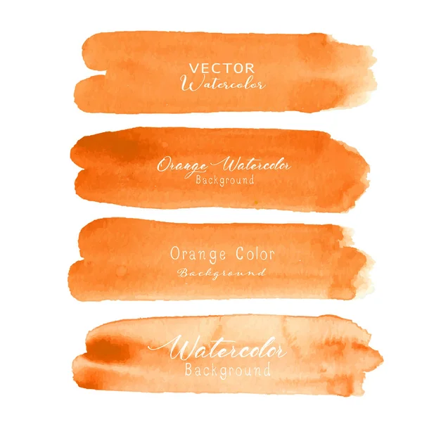 Orange Brush Stroke Akvarell Vit Bakgrund Vektorillustration — Stock vektor