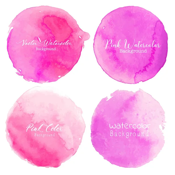 Roze Aquarel Cirkel Ingesteld Witte Achtergrond Vectorillustratie — Stockvector