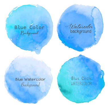 Mavi suluboya daire beyaz arka plan üzerinde ayarlayın. Vektör çizim.