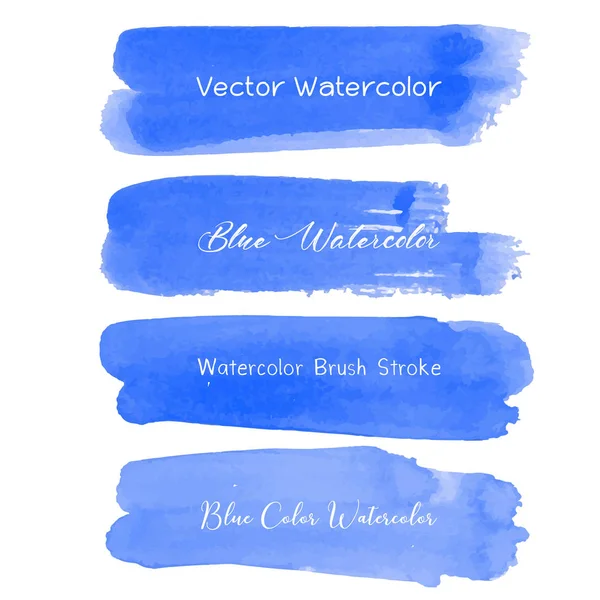 Blauwe Borstel Beroerte Waterverf Witte Achtergrond Vectorillustratie — Stockvector