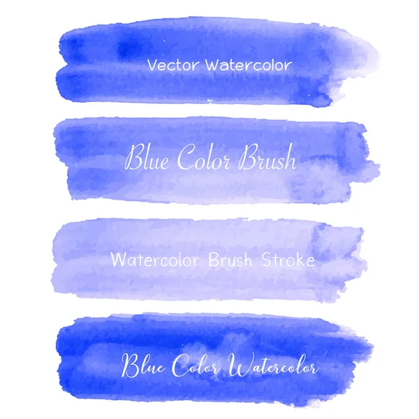 Blauwe Borstel Beroerte Waterverf Witte Achtergrond Vectorillustratie — Stockvector