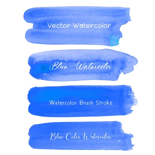 Blauwe Borstel Beroerte Waterverf Witte Achtergrond Vectorillustratie — Stockvector