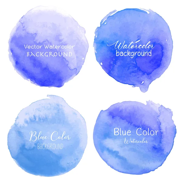 Cercle Aquarelle Bleu Sur Fond Blanc Illustration Vectorielle — Image vectorielle