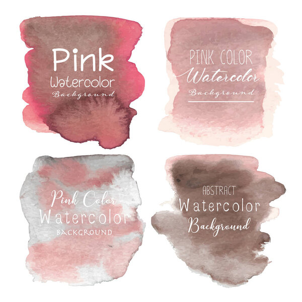 Pink watercolor circle set on white background. Vector illustration.