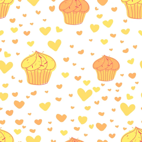 Cupcakes Fundo Padrão Padrão Padaria Bonito Ilustração Vetorial — Vetor de Stock