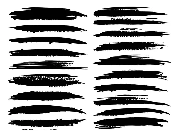 Fırça Darbeleri Siyah Mürekkep Grunge Fırça Darbeleri Kümesi Vektör Çizim — Stok Vektör