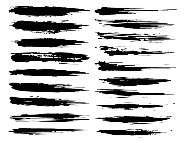 Fırça Darbeleri Siyah Mürekkep Grunge Fırça Darbeleri Kümesi Vektör Çizim — Stok Vektör