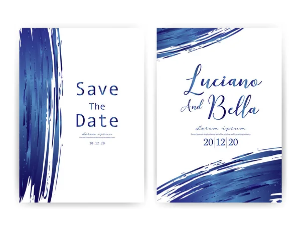 Davetiye düğün, vektör tarihi düğün kartı, Modern kart tasarımı ile altın geometrik ve fırça darbesi, illüstrasyon.