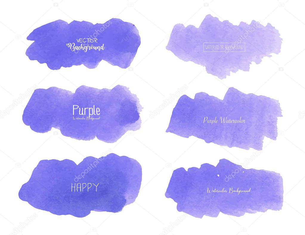 Purple watercolor background, Pastel watercolor logo, Vector illustration.