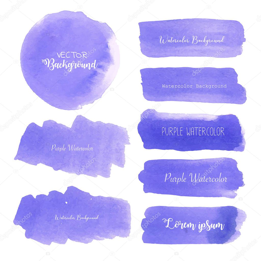 Purple watercolor background, Pastel watercolor logo, Vector illustration.