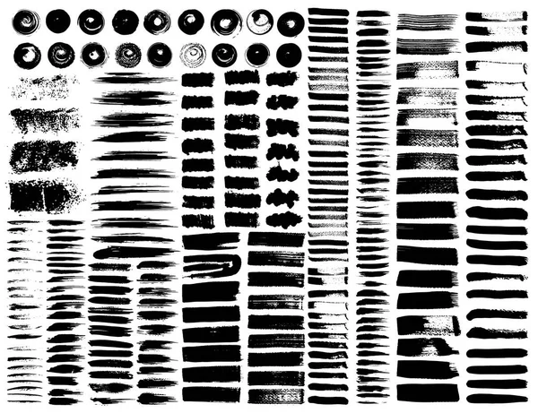 Σύνολο Των Πινελιών Μαύρο Μελάνι Grunge Πινελιές Εικονογράφηση Διάνυσμα — Διανυσματικό Αρχείο