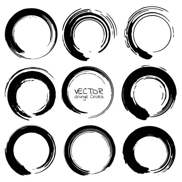 Sada Kruhů Grunge Grunge Kulaté Tvary Vektorové Ilustrace — Stockový vektor