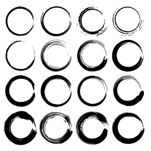 Ensemble Cercles Grunge Formes Rondes Grunge Illustration Vectorielle — Image vectorielle