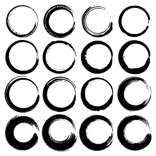 Ensemble Cercles Grunge Formes Rondes Grunge Illustration Vectorielle — Image vectorielle