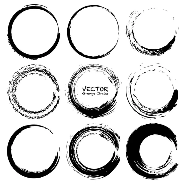 Sada Kruhů Grunge Grunge Kulaté Tvary Vektorové Ilustrace — Stockový vektor