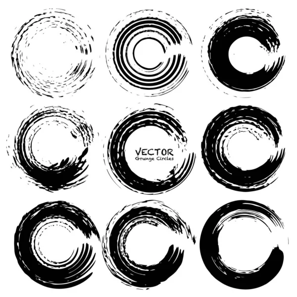 Ensemble Cercles Grunge Formes Rondes Grunge Illustration Vectorielle — Image vectorielle