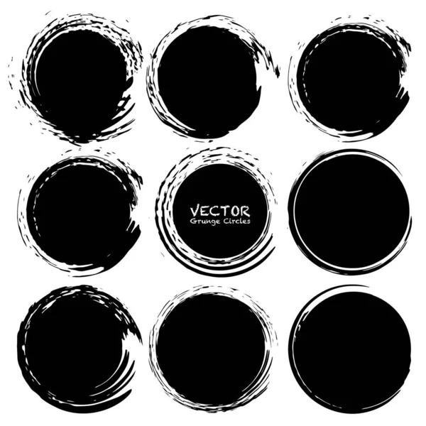 Set Cerchi Grunge Grunge Forme Rotonde Illustrazione Vettoriale — Vettoriale Stock