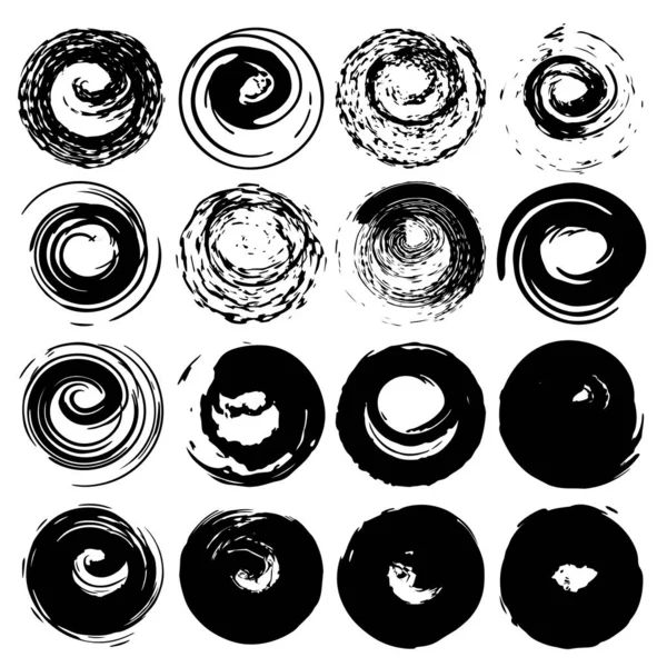 Σετ Κύκλοι Grunge Grunge Γύρο Εικονογράφηση Διάνυσμα Σχήματα — Διανυσματικό Αρχείο