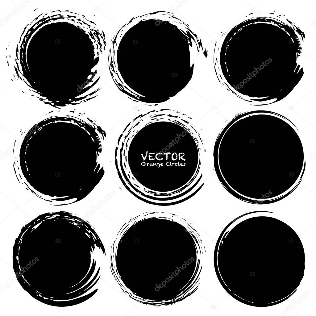 Set of grunge circles, Grunge round shapes, Vector illustration.