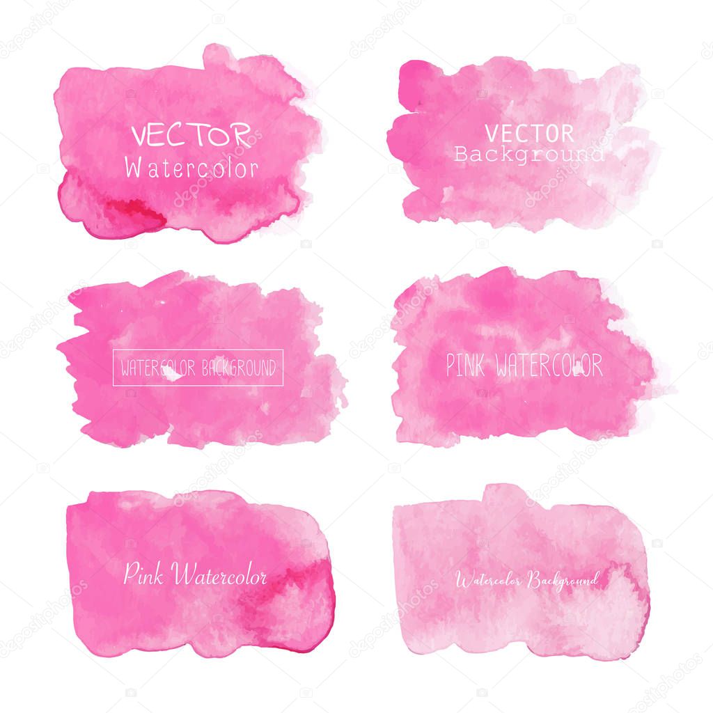 Pink watercolor background, Pastel watercolor logo, Vector illustration.