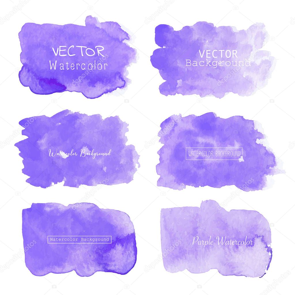 Purple watercolor background, Pastel watercolor logo, Vector illustration.