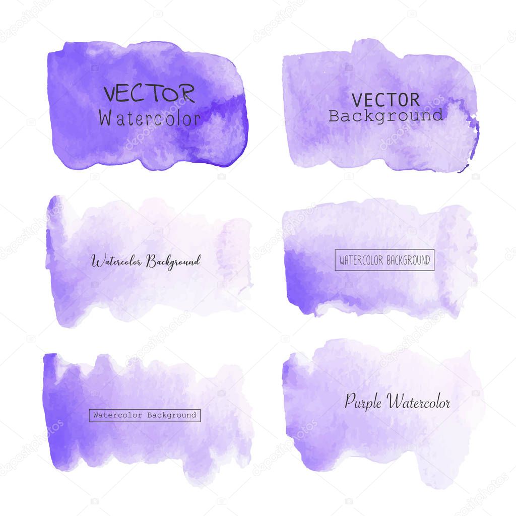 Purple watercolor background, Pastel watercolor logo, Vector illustration.