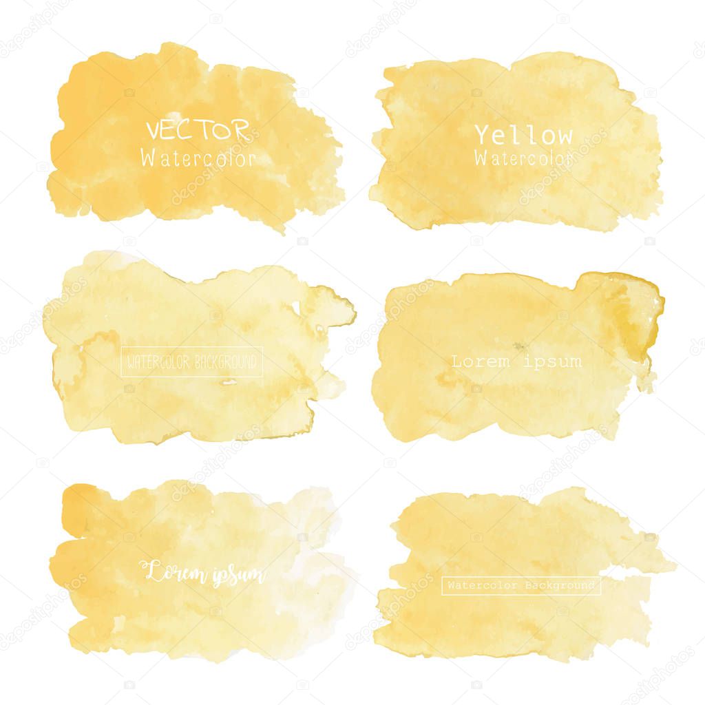 Yellow watercolor background, Pastel watercolor logo, Vector illustration.