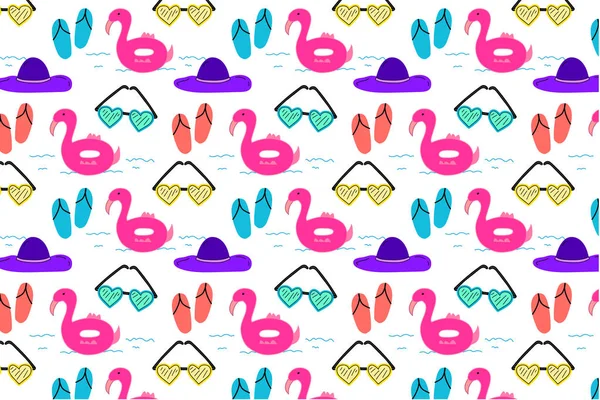 Summer Pattern Background Tropical Flamingo Pattern Vector Illustration — Stock Vector