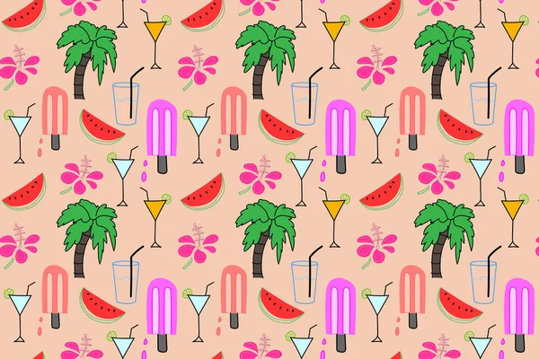 Summer Pattern Background Tropical Flamingo Pattern Vector Illustration — Stock Vector